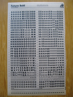 1/2 x Mecanorma Upp/Low/Num FUTURA BOLD 5,1mm Blatt 15-20CLN (bb)C7