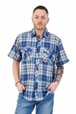 Mens Plaid Check Shirt Short Sleeve Casual Button Down Big & Tall M-5XL
