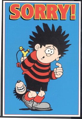 Moderne Postkarte: Beano Comicfigur - DENNIS DIE BEDROHUNG. Kostenloser Versand UK