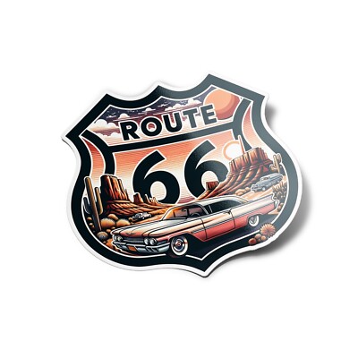 PACK x5 AUFKLEBER STICKER Route 66 Retro Vintage Roadtrip Abenteuer 8x7cm