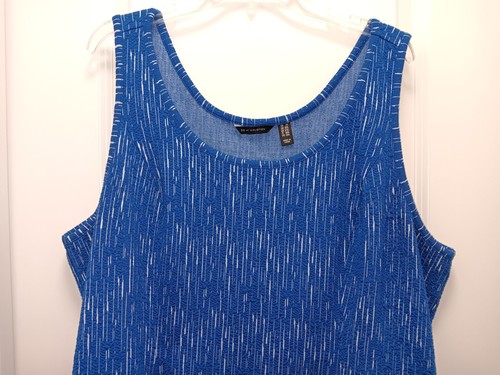 H by Halston Sz. 2X A-line Dress Royal Blue/white Textured Knit Sleeveless - Picture 2 of 5
