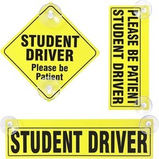 3 Pieces Student Driver Signs with Suction Cups New Driver Stickers Please Be...