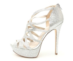 silver strappy platform heels