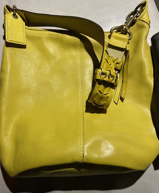 large yellow leather handbag