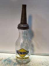 Sunoco Motor Oil Bottle Spout Cap Glass Vintage Style Gas Station