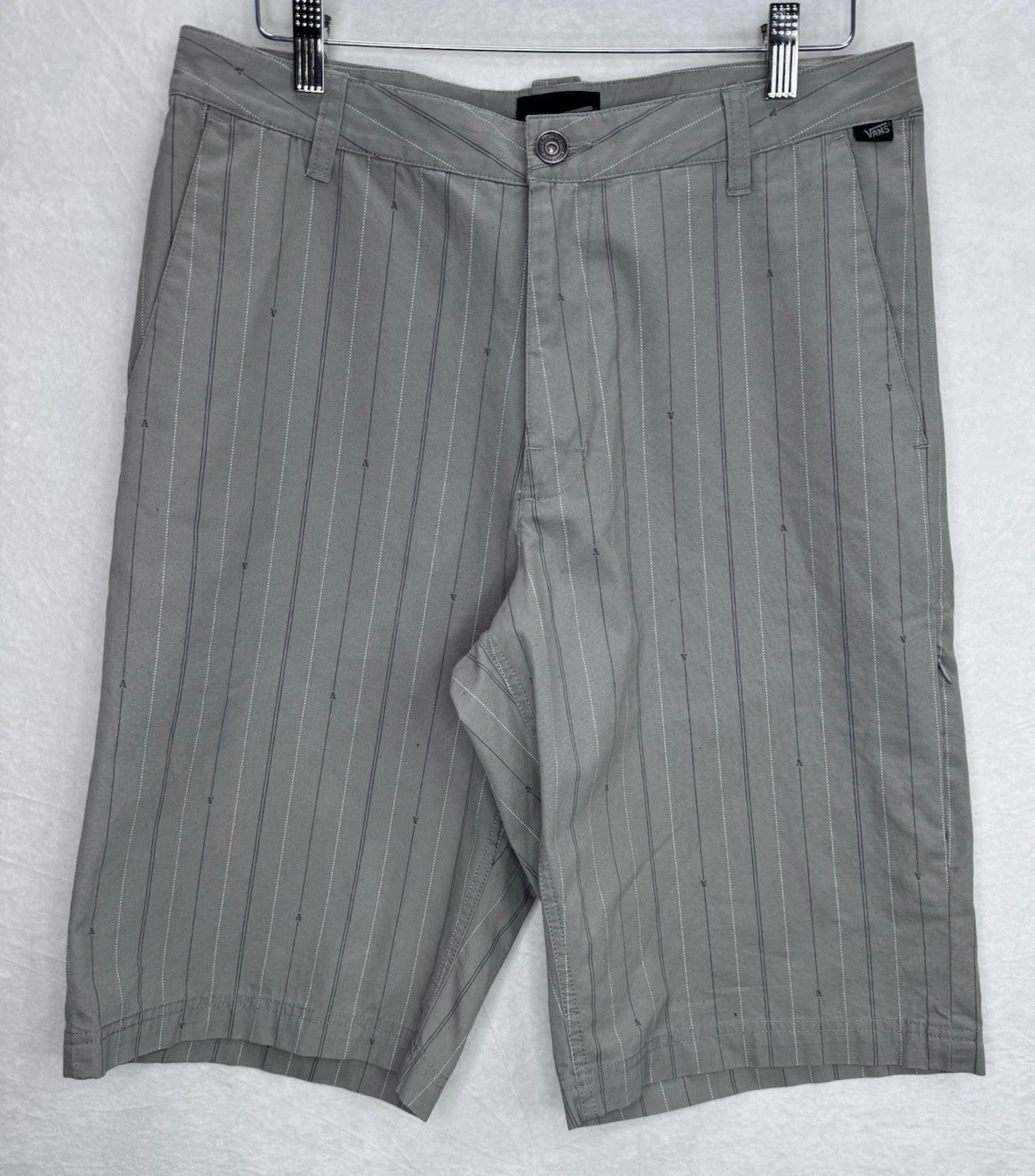 Pantaloncini Vans Uomo Taglia 32 Righe Taupe Grafica Spellout Nuovi Con Difetti