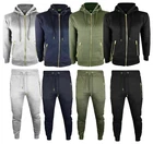 Mens Slim Fit Fleece Hoodie Tracksuit Top & Bottom Joggers Set Hooded  Zip Hoody