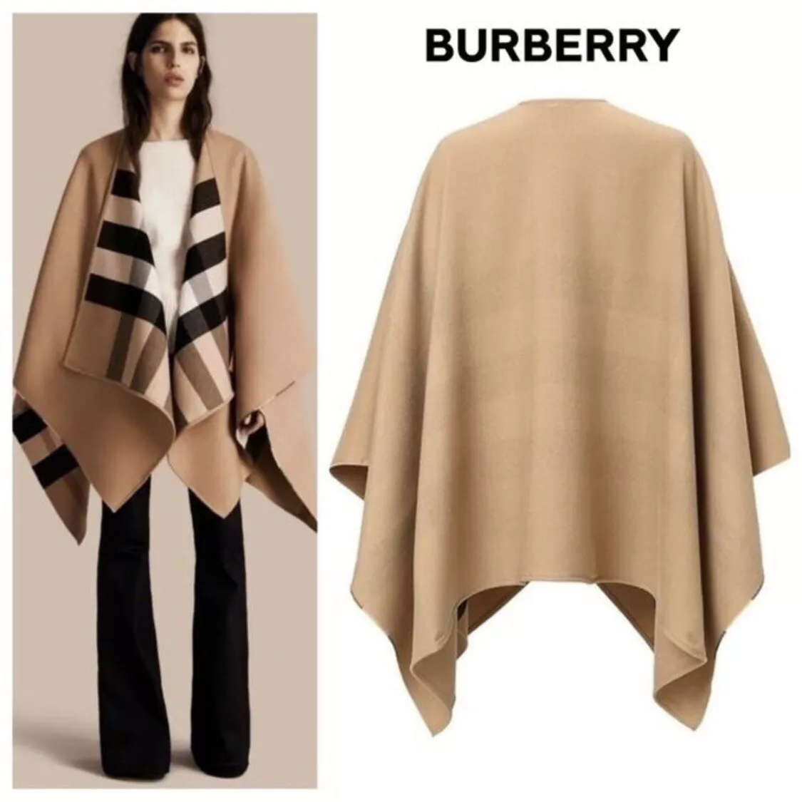 Burberry reversible check 2025 merino wool poncho