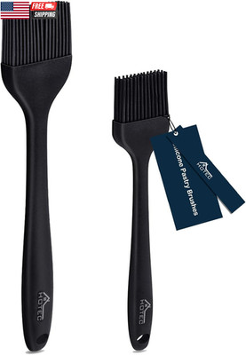 2-Pack 600°F Heat Resistant Silicone Basting Brushes   BPA-Free Pastry Brush Set