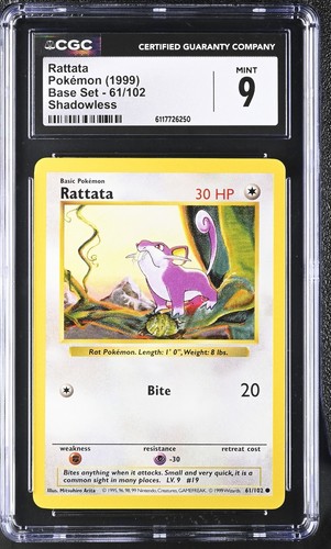 Rattata (Shadowless) graded CGC 9 for sale on eBay