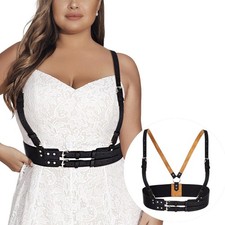 Plus Size Leather Harness Belt Wide Waist Belt PU Black Harness Punk Belts Ha...