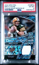 2022 PANINI SPECTRA CHAMPIONSHIP GEAR NEON BLUE #CGBFA BRETT FAVRE 38/60 PSA 6