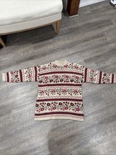Vintage Basic Editions Floral Striped Sweater USA Made Acrylic Ugly Christmas L