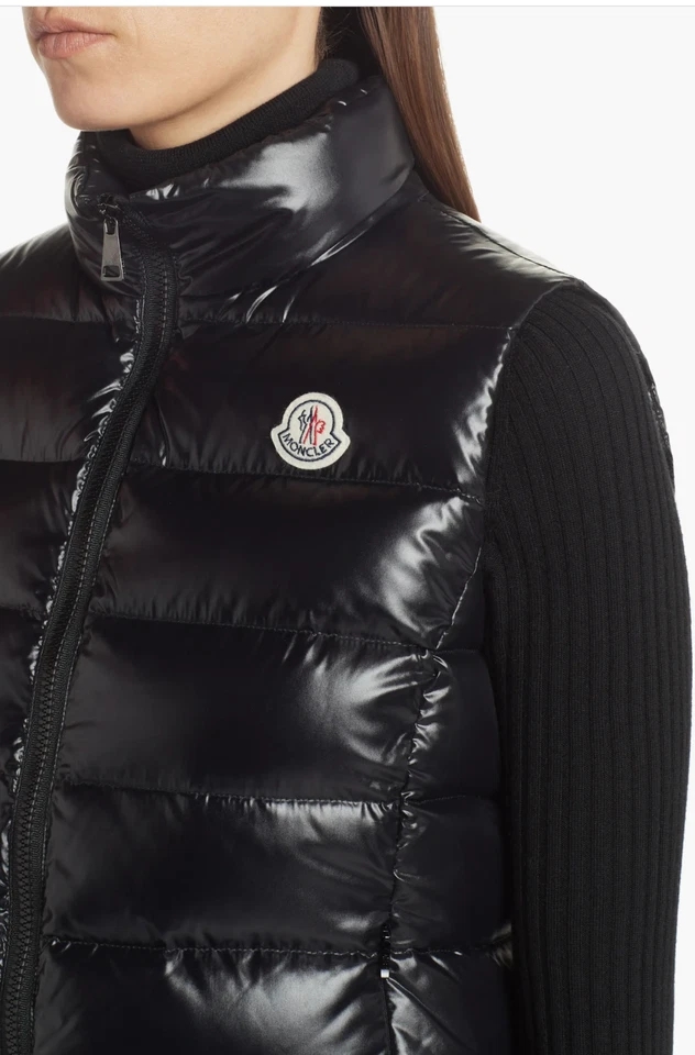 Moncler L42716 Mujeres Negro Ghany Resistente al Agua Brillante Abajo Chaleco Puffer Talla 2 Foto 4 de 4