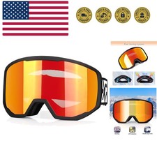 Ski/Snowboard Goggles for Men Women, OTG Snow Goggles Anti Fog UV Protection