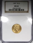 New Listing1907 $2.5 Gold Liberty Quarter Eagle NGC MS64 Flashy Coin