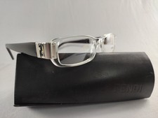 Fendi F671 000 Clear Acetate Eyeglass Frames Zucca Logo Temples 49-16-130 Italy