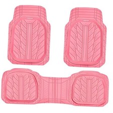DeepDish Pink Floor Mats for Cars Full Set,Heavy Duty Rubber Car Mats All Pink