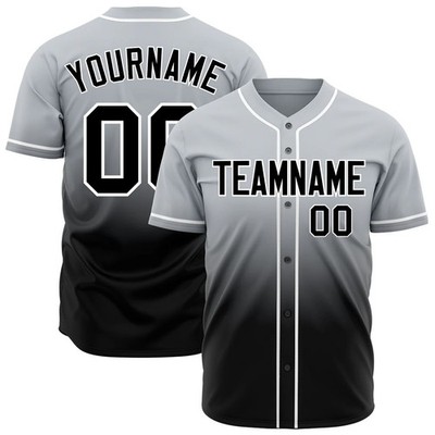 Custom Gradient Gray Full Button Baseball Jersey Personalized Team Uniform Gift
