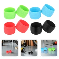  4 Pairs Bike Handle Grips Handlebar Cover Tape Silicone Ring Fixing