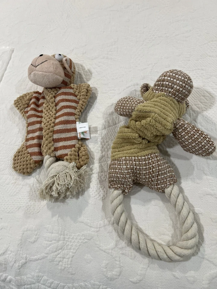 Paw’s World Happy Doy Happy World 2 juguete para perro sin relleno chirrido y cuerda sin usar Foto 2 de 4