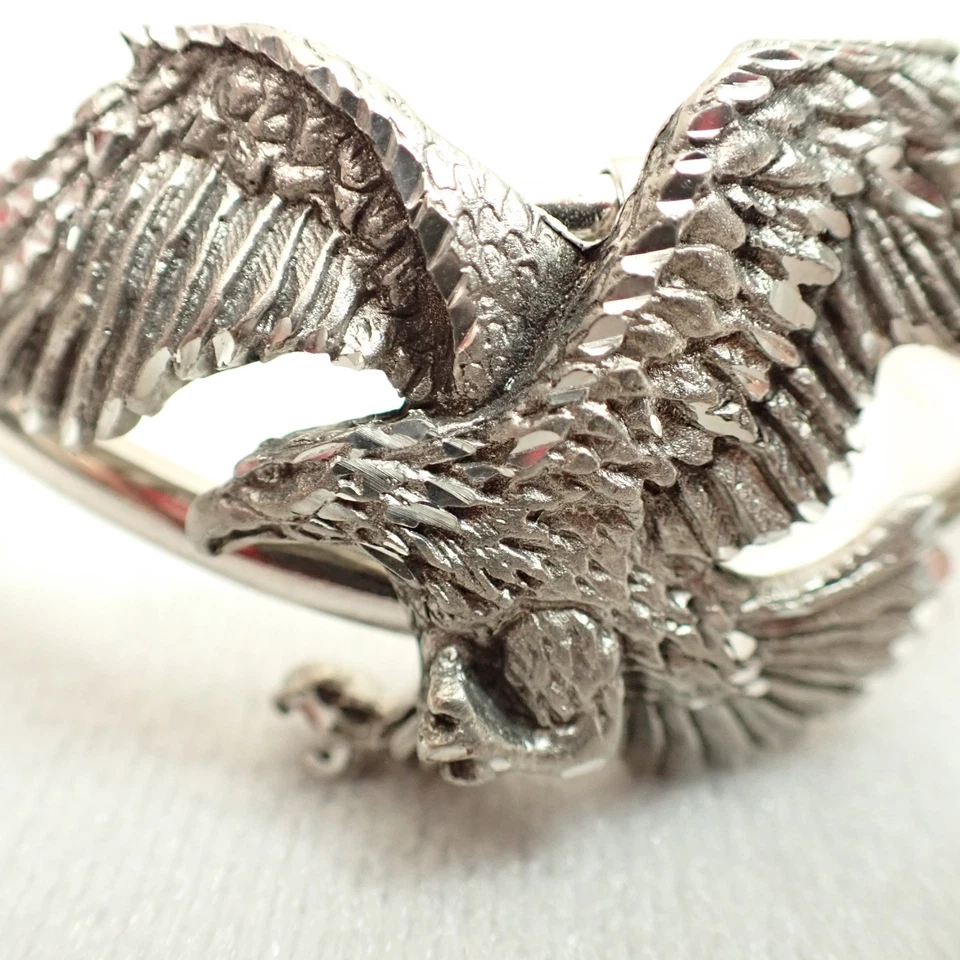 Sterling Silver Eagle Cuff Bracelet EIC925 1.3oz Bold Modern Flying Eagle Design - Image 3 of 4