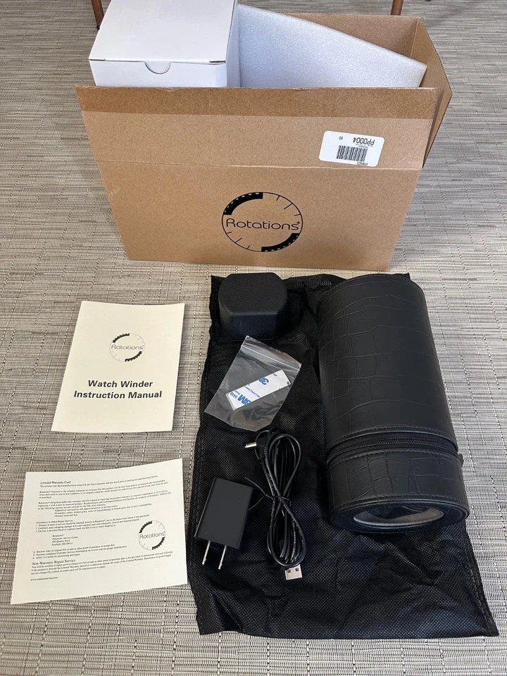 Rotaciones Negro Croco Textura Imitación Cuero Reloj de Viaje Enrollador, Batería o AC Foto 3 de 3