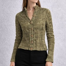 Vintage Issey Miyake Pleated Button Front Jacket Cardigan Made in Japan Size M