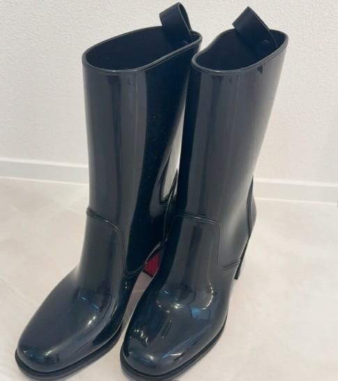 Christian Louboutin Rain Boots Women's Size EU38 US8 Black Rubber