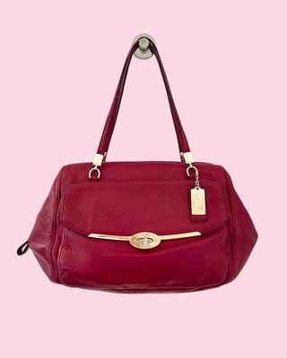 Coach Madison Madeline East West Satchel Red Leather Shoulder Bag
