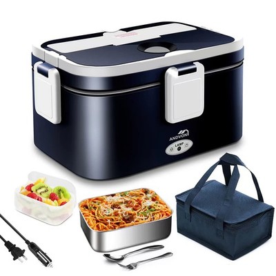 Andvon 80W Fast Heating Electric Lunch Box for Men 1.8L Large, Blue/White