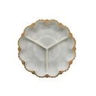 Vintage Milk Glass Divided Appetizer Serving Tray with Gold Accents