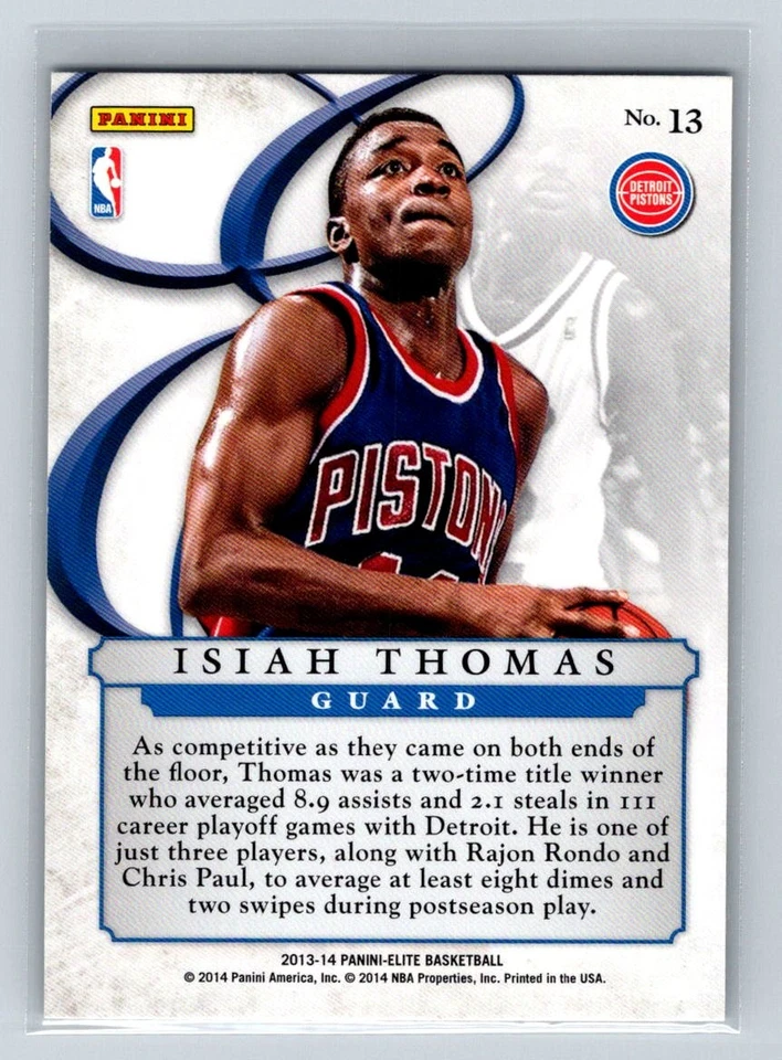 2013-14 Panini Elite #13 Isiah Thomas Elite Series Detroit Pistons D56 - Image 2 of 2
