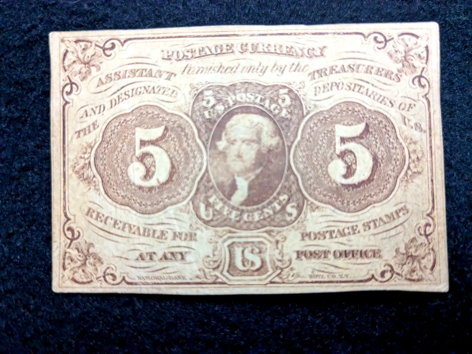 Scarce FIRST Issue 5 Cents POSTAL Fractional Currency XF. #15 - Image 3 of 4