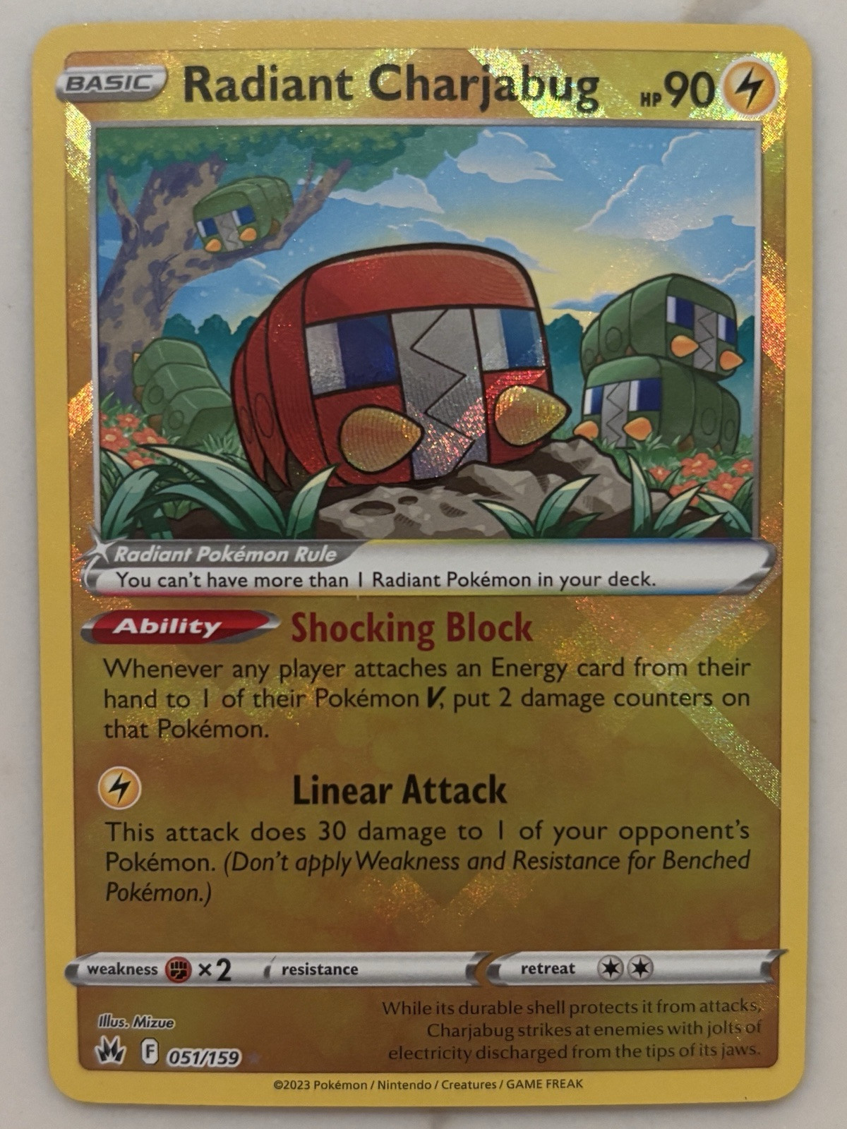 Radiant Charjabug 051/159 Crown Zenith Holo NEAR MINT