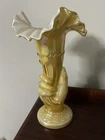 Fenton 2000 Iridized Gold Overlay Hand Vase with white interior With Box