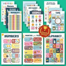 16 Boho Educational Posters For Toddlers 1-3, Toddler Learning Posters For Ki...
