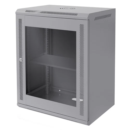 Armoire serveur 19" boîtier réseau murale gris en acier rack 15U 600x450x770 mm