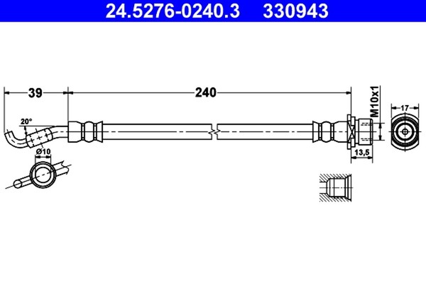 Bremsschlauch Ate 24.5276-0240.3 FüR Toyota Avensis Vvt ZZT250_ ZZT250R ZZT251_-image