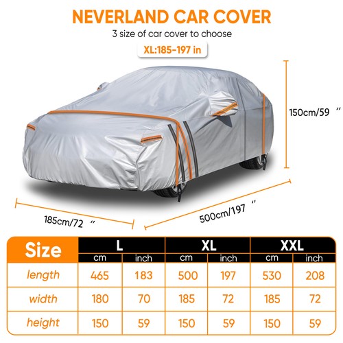 Heavy Duty Full Car Cover Waterproof Outdoor Rain Snow Dust Sun UV Protection XL - Picture 7 of 16