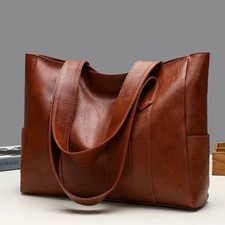 Soft PU Leather Bag Large Capacity Shopping Bag Fashion Vintage Handbag