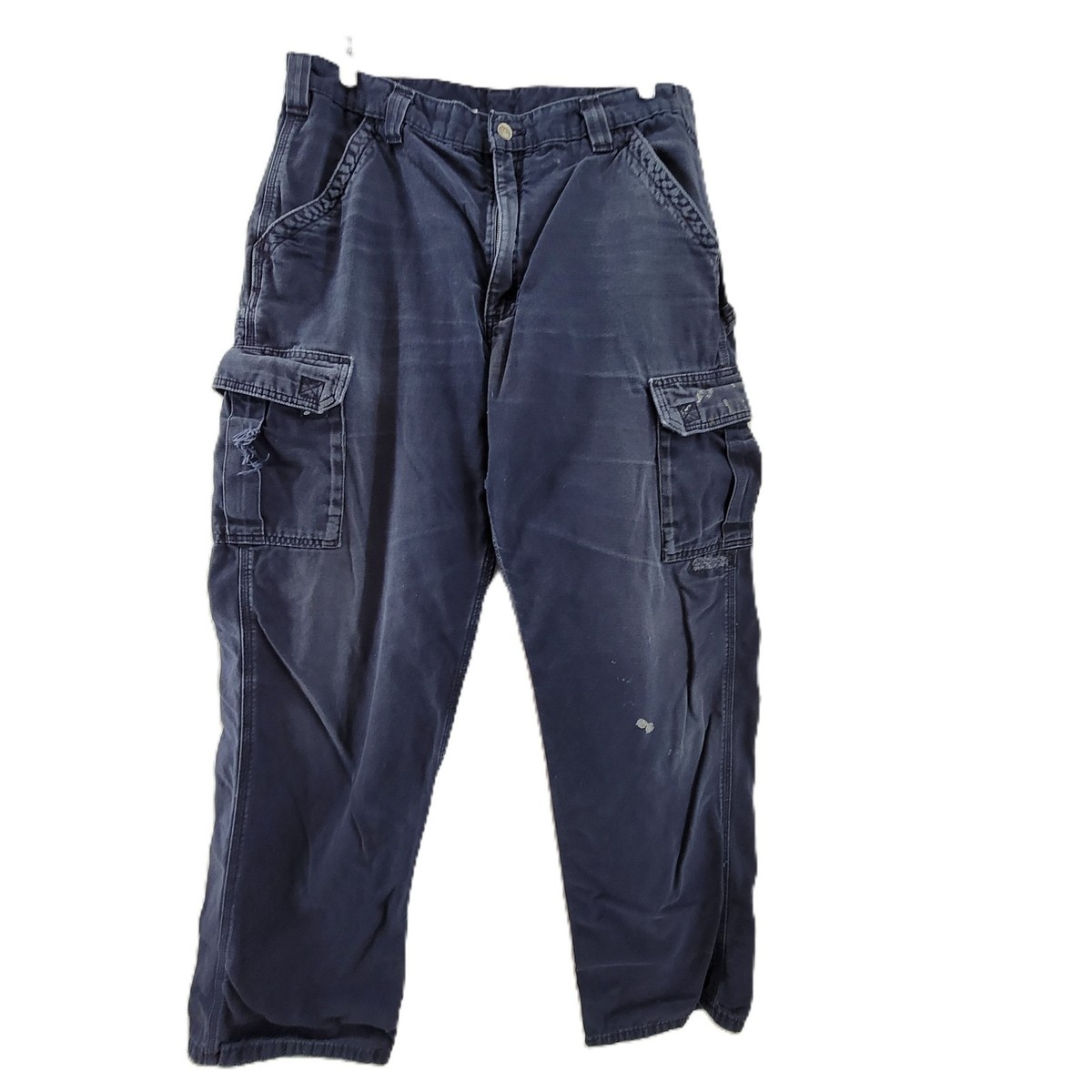 Vintage Thrashed Carhartt Pants Men's 38x34 Navy Duck Canvas