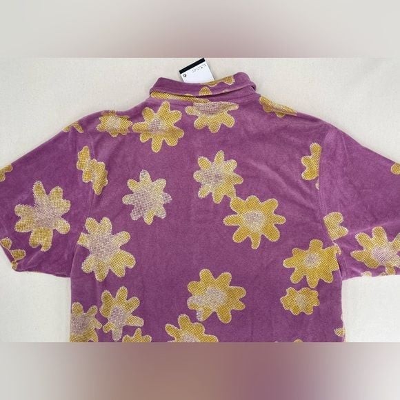 Nike Terry Cloth Polo Golf Shirt in the Bordeaux Floral pattern. Size L thumbnail 7