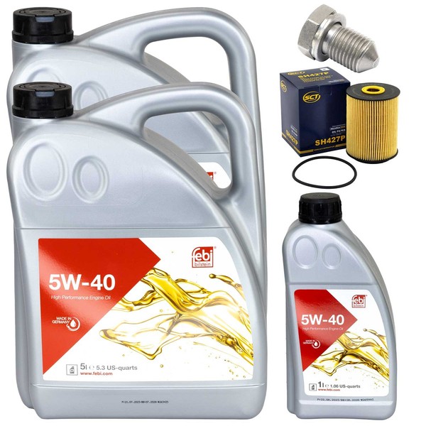 MotoröL Filter Set Febi SAE 5W-40 11 Liter + Schraube FüR VW Phaeton 6.0 W12-image