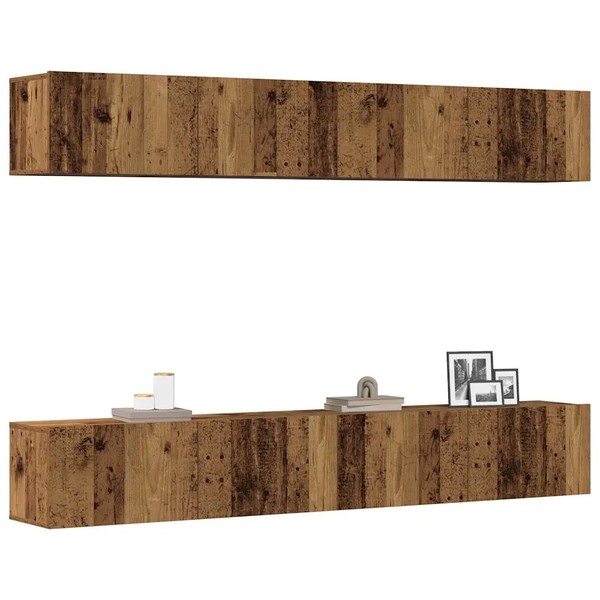 Tv-Wandschrank Set 4-Teilig Altholz 100X30X30 Cm-image
