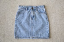 Authentic 100 cotton denim mini pencil skirt vintage blue