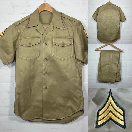 Vintage US ARMY Vietnam War Era Khaki Uniform Set 1967 SGT Rank Military