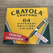 NEW Crayola Crayons Box of 64 Binney  Smith Built-In Sharpener 70s Vintage