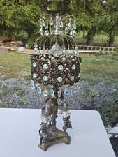 Hollywood Regency Crystal Waterfall Floor Lamp with Planter Base