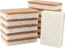 12Pack Natural Kitchen Sponges Dual Sided Dish Scrubber Non-Scratch Scouring Pad